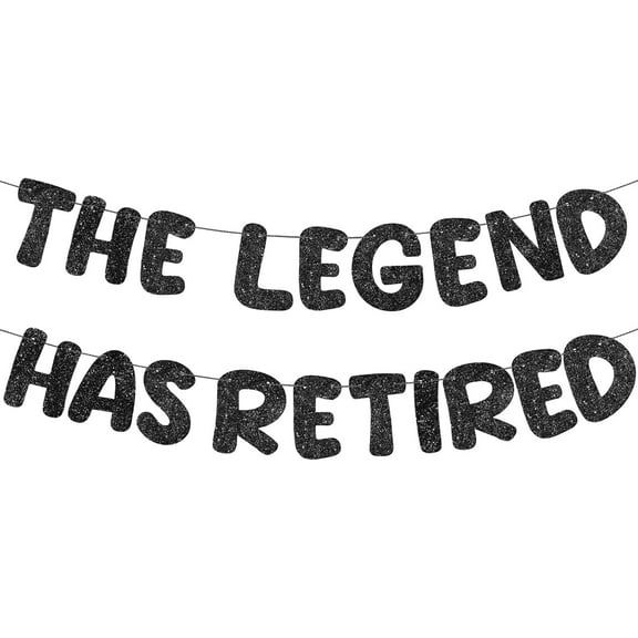 Pre Strung the Legend Has Retired Glitter Banner 9.8 ft Retirement Banner Retirement Party Decorations Garland Bunting for Men Women Gifts, No DIY(Black)