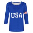 thumbnail image 5 of Odbmxy Womens Plus Tees Independence Day 3/4 Sleeve Fourth of July Womens Tops Workout Holiday Leisure Regular Tops, 5 of 5
