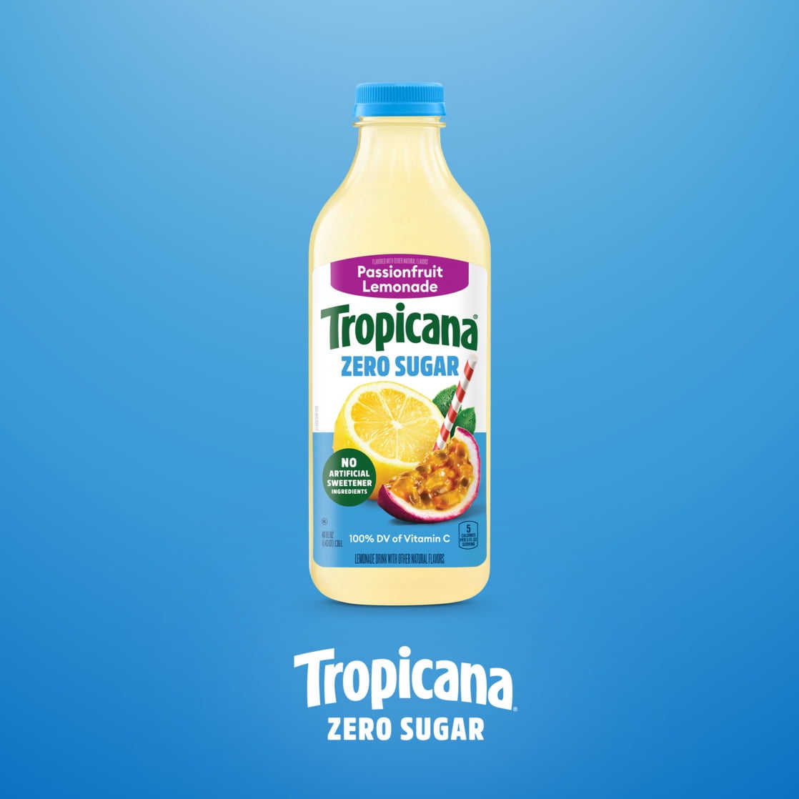 Tropicana Zero Sugar Passionfruit Lemonade, 46 fl oz Bottle