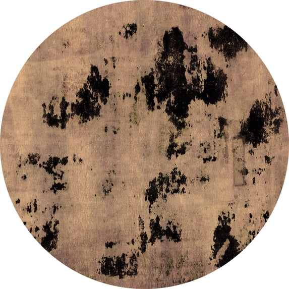 Ahgly Company Indoor Round Abstract Brown Modern Area Rugs, 3' Round