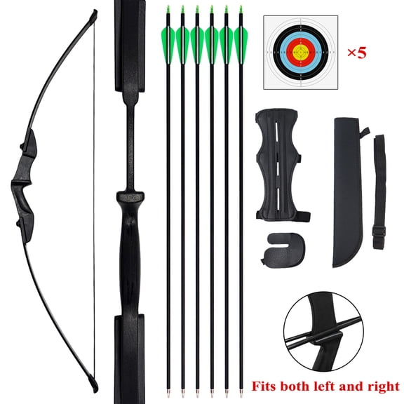 40Lb Beginner's Longbow Set for Teens Complete Recurve Bow Training Kit