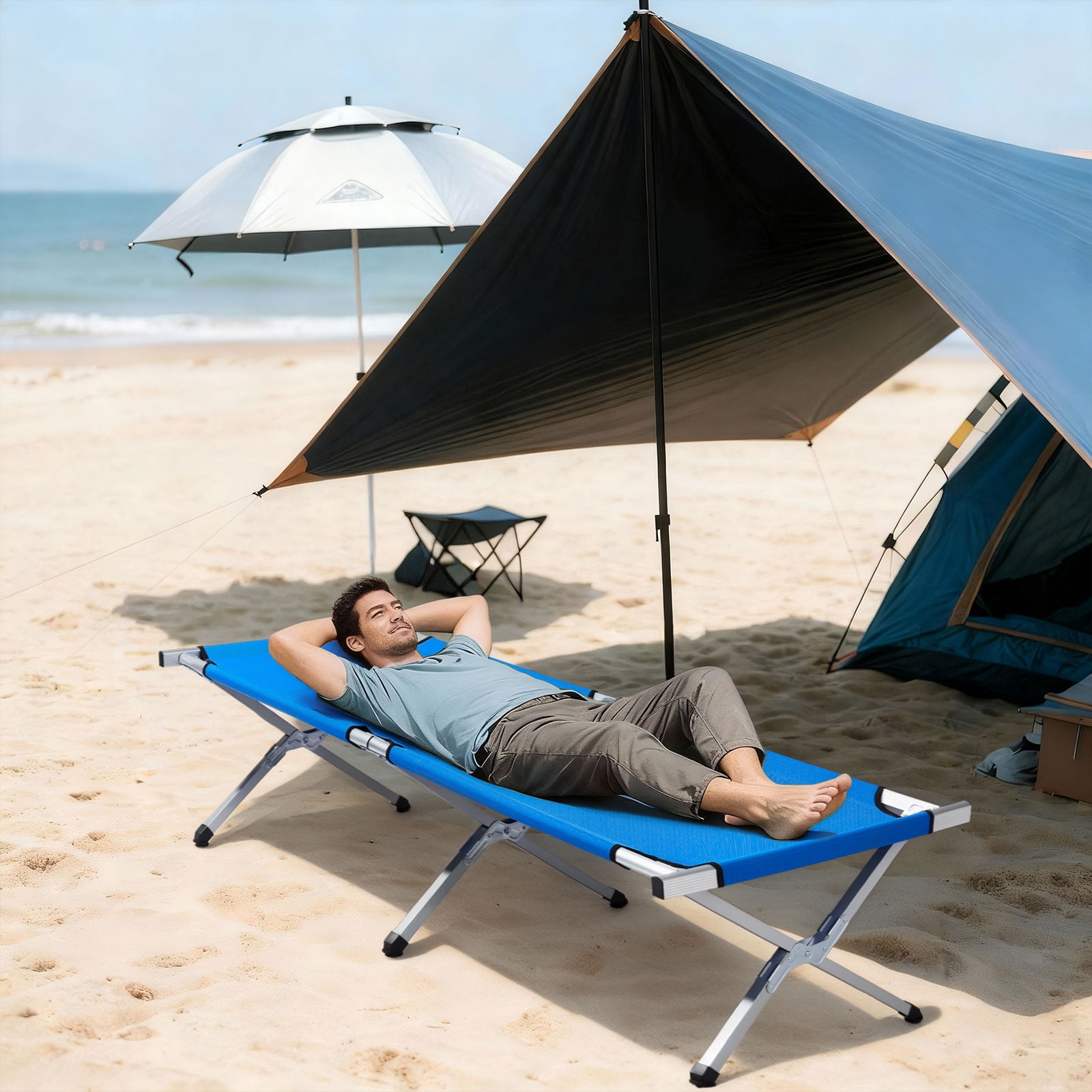 Ktaxon Army Green Folding Lounge, Outdoor Portable Camping