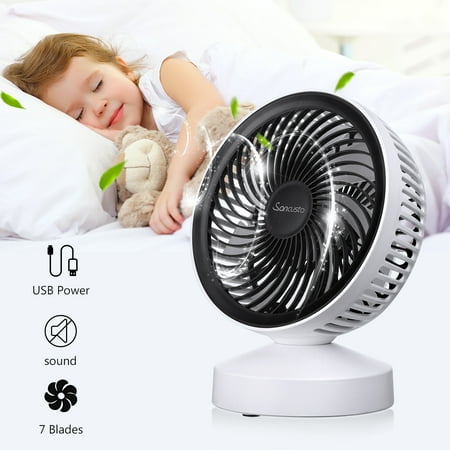 Personal Fan, Sancusto Mini Desk Fan Quiet Portable USB Fan with 7 Blades Handheld Small Table Fan with Adjustable Angle for Office Home and