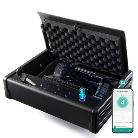 Nastais Hight Strength 2 Pistol Gun Safe with Bluetooth Unlock 10.40 x 13.50 x 3.50 Alloy Steel