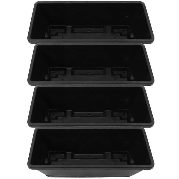 4 Sets Rectangular Window Box Planters with Tray – Deep Flower Pots for Indoor Gardening, Balcony Vegetable Gardens, and Outdoor Use – Lightweight &