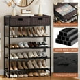 thumbnail image 4 of 5 Tier Shoe Storage Organizer with 2 Hand Woven Drawers, Dark Brown Shoe Rack for 16-20 Pairs of Shoes, Spacious and Sturdy Design for Entryway, Closet, Living Room, 4 of 7
