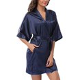 thumbnail image 1 of Solid Color Short Kimono Satin Bathrobe Silky Bride and Bridesmaid Robe, 1 of 8