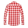 thumbnail image 3 of Men's Plaid Shirt Long Sleeve Lapel Collar Button Down Cardigan Top with Pockets Wine 4XL, 3 of 3