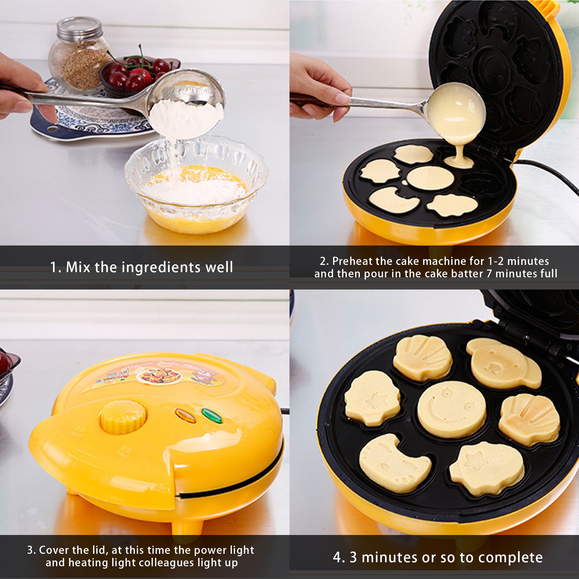 Kids Mini Pancake Maker with 7 Fun Animal Face Shapes - Easy to Use  Non-Stick Electric Griddle Waffle Maker by Tettonia