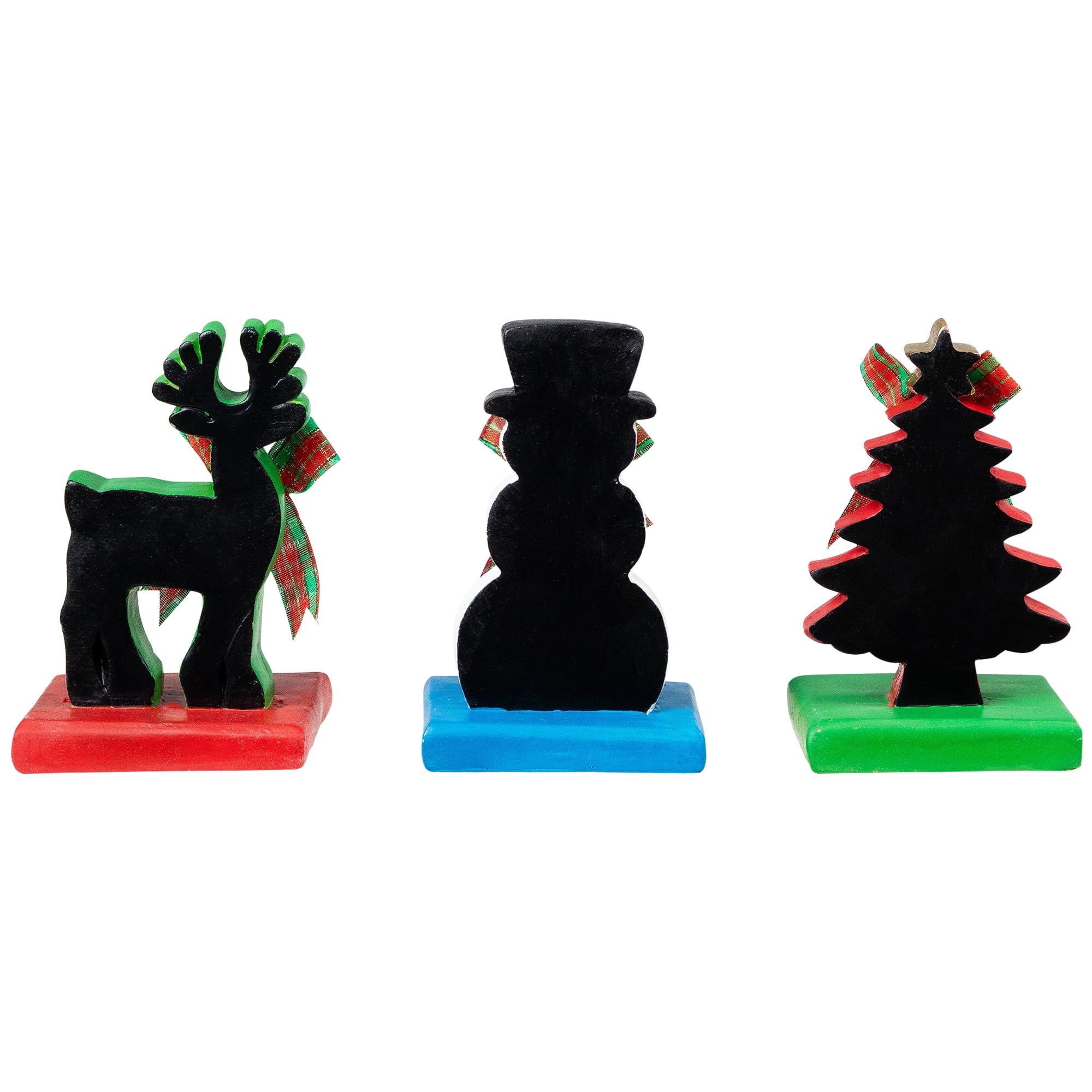 Northlight Reindeer, Tree, and Snowman Chalkboard Christmas Stocking Holders - 7" - Set of 3