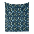 thumbnail image 1 of Rockets Soft Flannel Fleece Throw Blanket, Planets Travel Transport Galaxy Stars Spaceship, Cozy Plush for Indoor and Outdoor Use, 50" x 60", Mustard Deep Sky Blue, by Ambesonne, 1 of 5