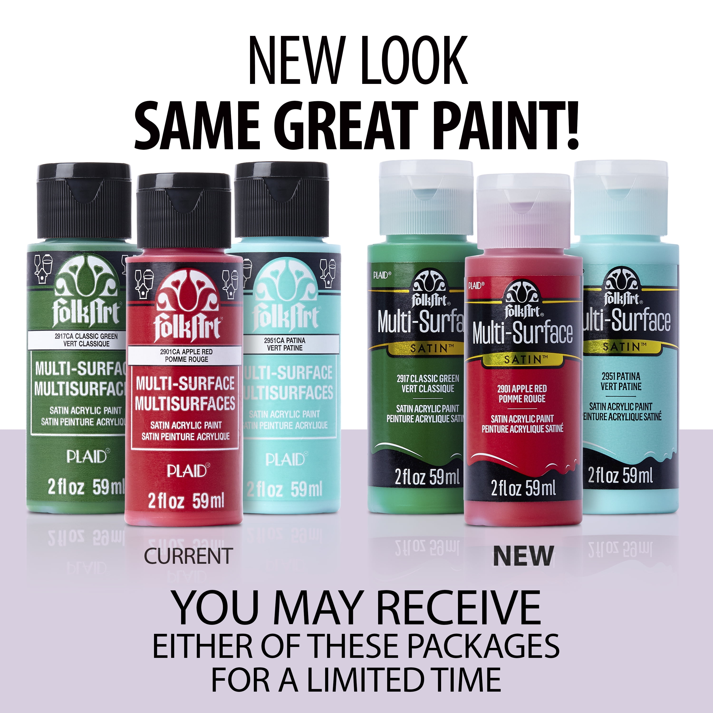 FolkArt Multi-Surface Satin Acrylic Paint in Assorted Colors, 16