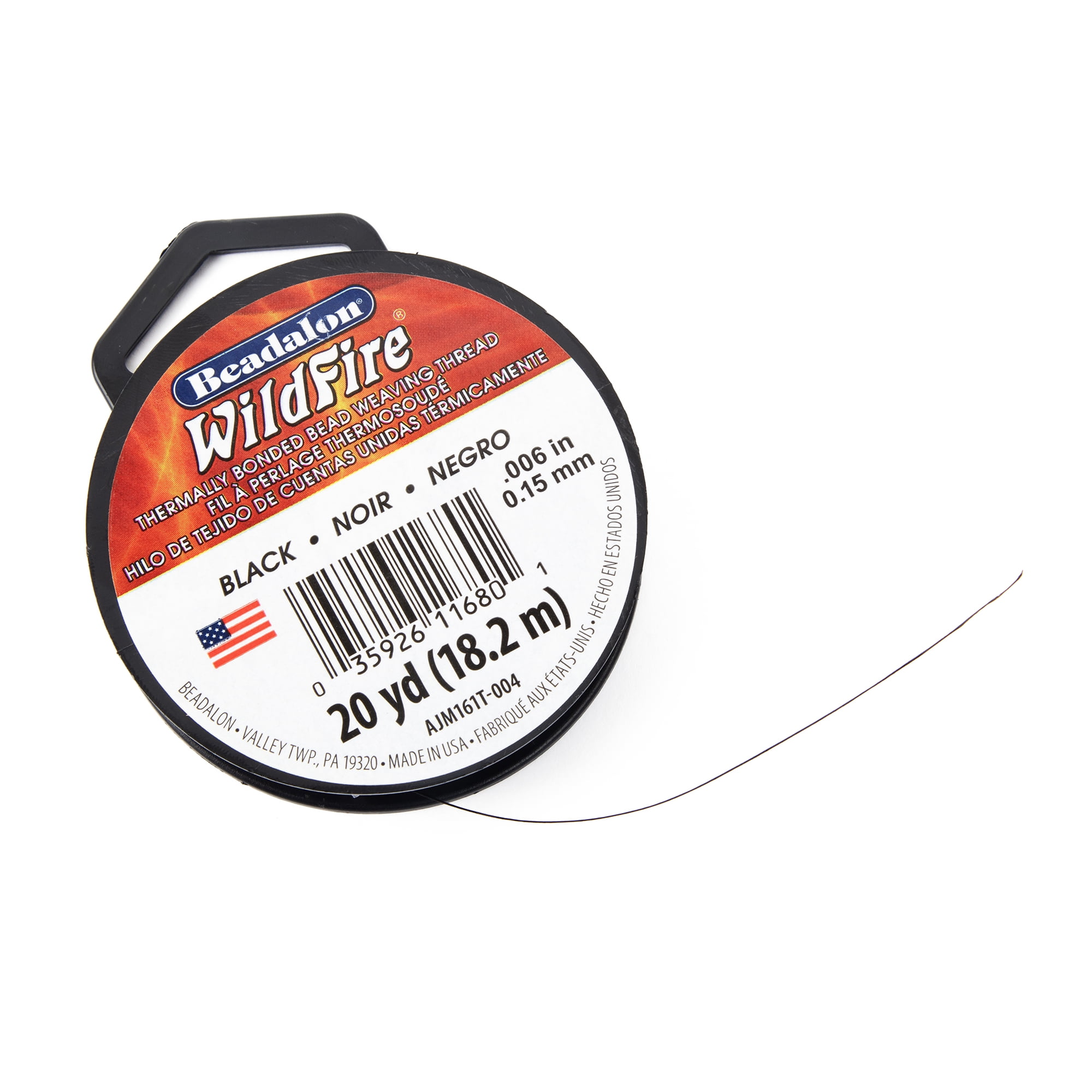 (3 pack) Beadalon Wildfire 0.006" Black Beading Thread, 20 yd Roll, Jewelry Stringing