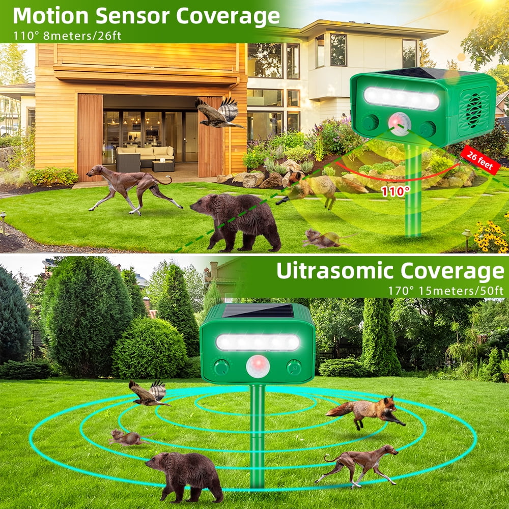 Jahy2Tech 2Pack Solar Ultrasonic Animal Repellent for Yard Home with Motion Sensor