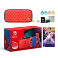 thumbnail image 1 of 2021 New Nintendo Switch Mario Red & Blue Limited Edition with Mario Iconography Carrying Case and Screen Protector Bundle With Fire Emblem: Three Houses And Mytrix Accessories, 1 of 9