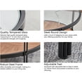 thumbnail image 4 of Gexpusm 32"Round Coffee Table, Glass Top Table,Solid Wood,Double-Layer,Modern,Black, 4 of 14