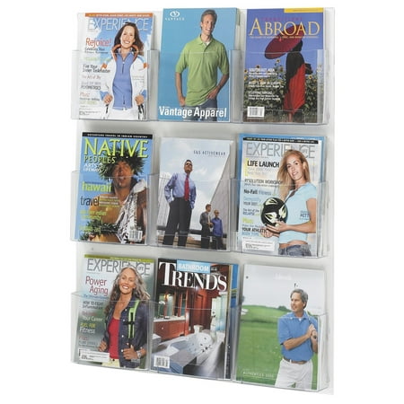Nine Pocket Magazine Rack - 9 Pocket Magazine Display Rack - Clear