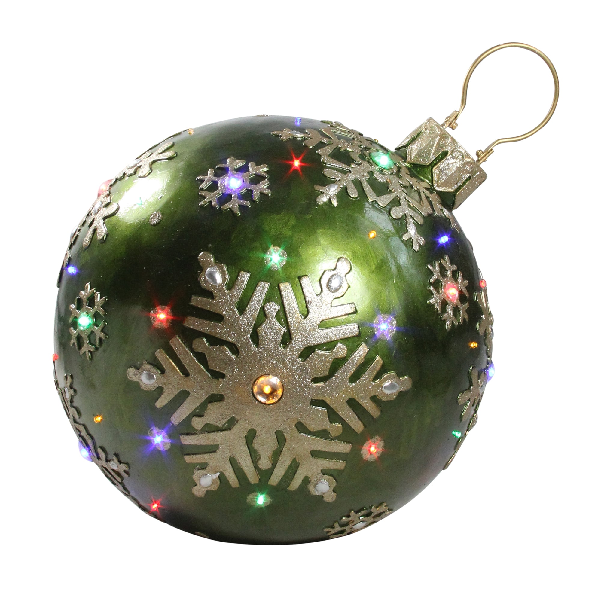 18" LED Lighted Green Jeweled Commercial Grade Christmas Ball Ornament