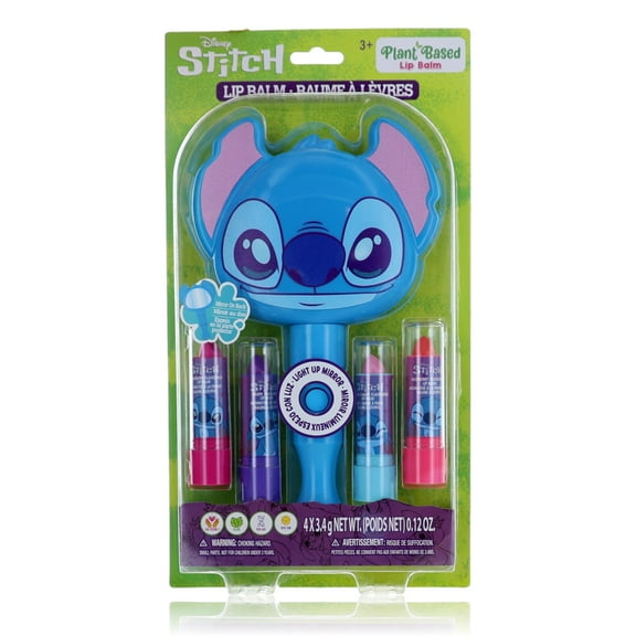 Stitch Light Up Mirror & Lip Balms by Disney, 5 Piece Cosmetic Set for Kids