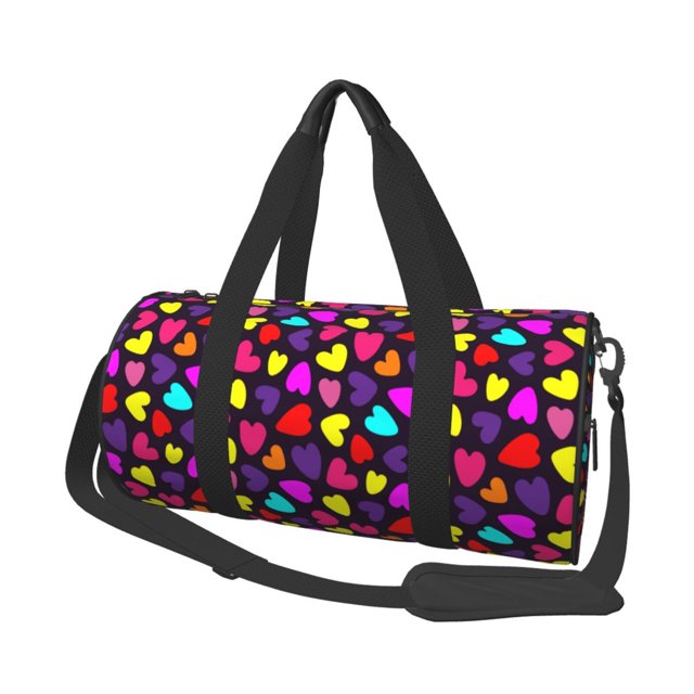 Easygdp Colorful Hearts Bolsa de Viaje, Bolsa de Mano, Bolsa de Gimnasio, Bolsa de Equipaje para Viaje