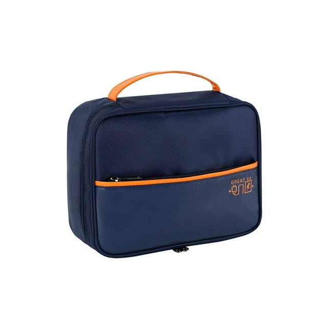 Charging Cable Case with Handle Protection Carrying Power Bank Mobile Bag Storage Bags Electronics Device Organizer Outdoor Travel Dark Blue