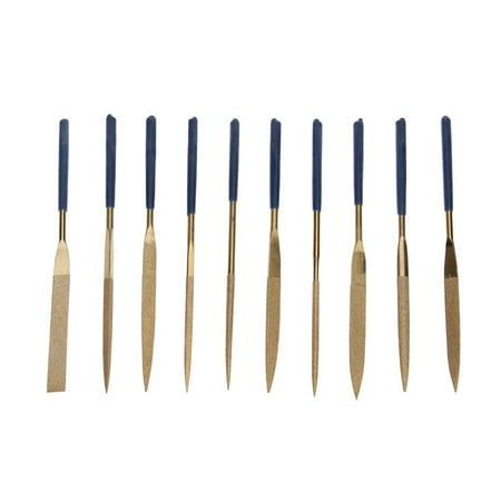 

NUOLUX 10PCS Gold-plated Titanium Diamond File Hard Wear-resistant Multi-function Correction Polishing And Polishing Alloy Repair Tool(Golden+Blue)