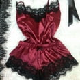 thumbnail image 4 of Conjunto de Pijama de satén de encaje para mujer, ropa de dormir Sexy, Tops sin mangas y pantalones cortos, conjuntos de 2 piezas, 4 of 4