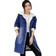 thumbnail image 1 of Flygo Veste en Denim Mi-Longue Classique Chaude Doublée Sherpa pour Femmes Manteaux en Jean Vêtements d'Extérieur (X-Grand, Bleu), 1 of 4