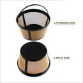 thumbnail image 1 of Stainless Steel Coffee Filter 100 Mesh Number Permanent Basket Style Reusable 10-12 Cup Golden Tone Coffee Filter, 1 of 9