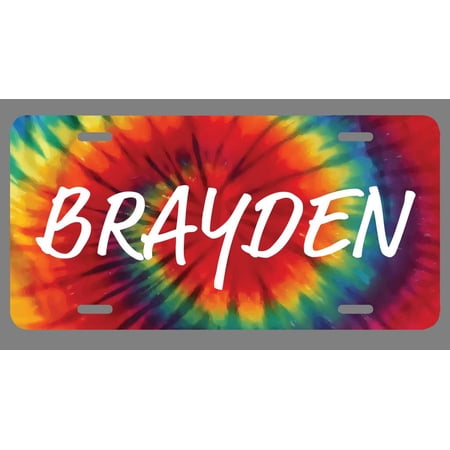 Brayden Name Tie Dye Style License Plate Tag Vanity Novelty Metal | UV