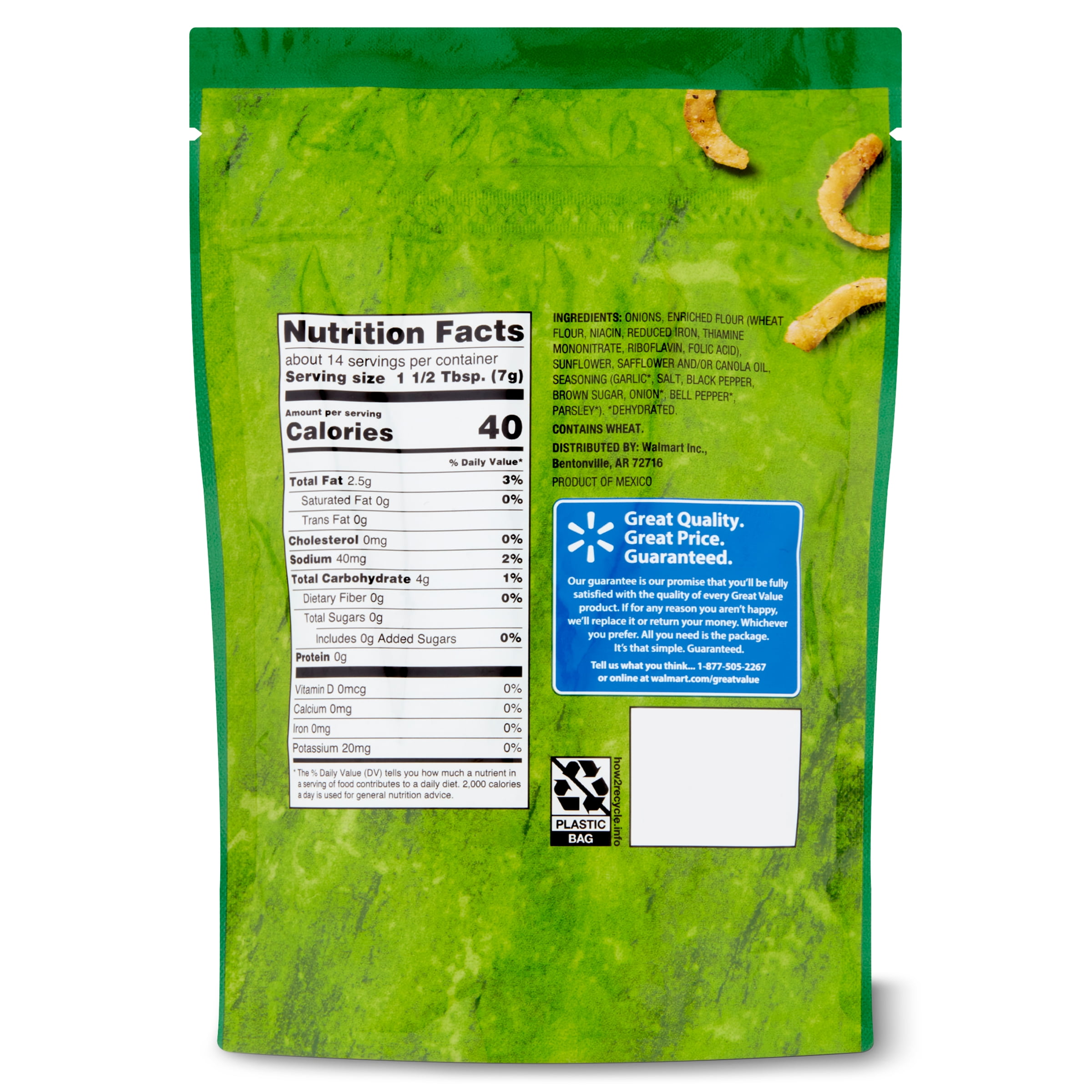 (6 pack) Great Value Garlic Pepper Crispy Onions Salad Topping, 3.5 oz Resealable Bag