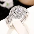 thumbnail image 5 of 2 Pcs/Set Gorgeous 925 Silver Rings Cubic Zircon Wedding Band Jewelry Sz 6-10, 5 of 9