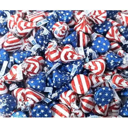 Hershey's Kisses , Milk Chocolate, USA Flag Foiled (Pack of 2