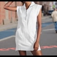 thumbnail image 4 of Vestido Tipo Sudadera con Media Cremallera para Mujer, Estilo Túnica, Sin Mangas, con Cuello en V, Color , Talla M, 4 of 9