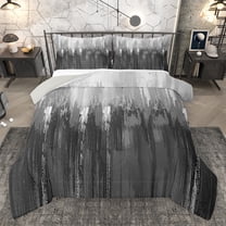 Homewish Painting Graffiti Bedding Comforter Set,Minimalist Stripes Lines Twin Comforter Sets,Gray White Bedding Set For Girl Boys,Super Cozy Room Decor Reversible,2 Pieces