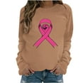 thumbnail image 2 of CLOISE Breast Cancer Sweatshirts for Women Breast Cancer Survivor Gifts Sweatshirt Fist Ribbon Pink Round Neck Long Sleeve Tops Cancer Support Hoodie Casual Pullover Shirts Clothes Khaki S, 2 of 4