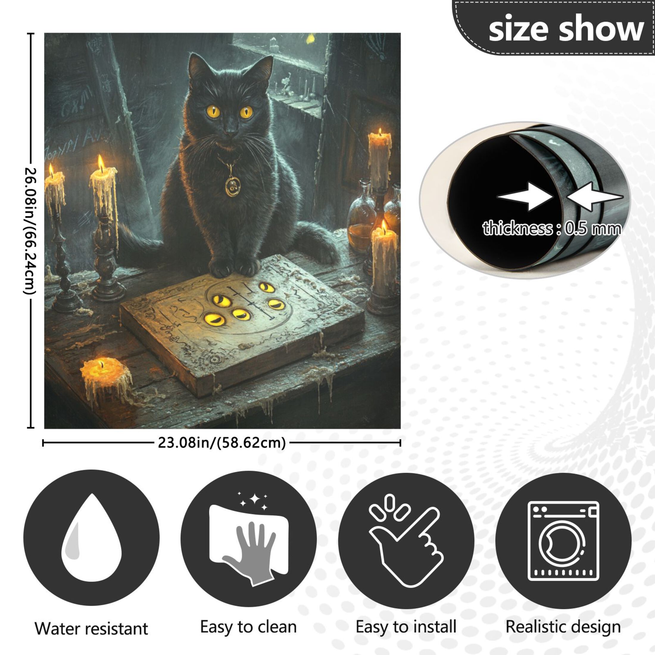 Dishwasher Magnetic Sticker 23x26 Inch Refrigerator Magnetic Sticker Washing Machine Magnetic Sticker Kitchen Panel Magnetic Sticker Home Decor Classical Black Cat