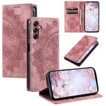 Case for Samsung Galaxy A15 Wallet Case for Women Girls with Card Holder, Embossed Flower Pattern Magnetic Flip PU Leather Purse Protective Phone Cover for Samsung Galaxy A15, Pink