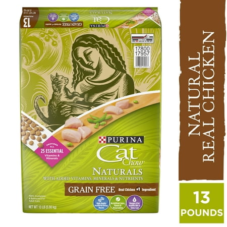 Purina Cat Chow Grain Free Chicken Natural Dry Cat Food, 13