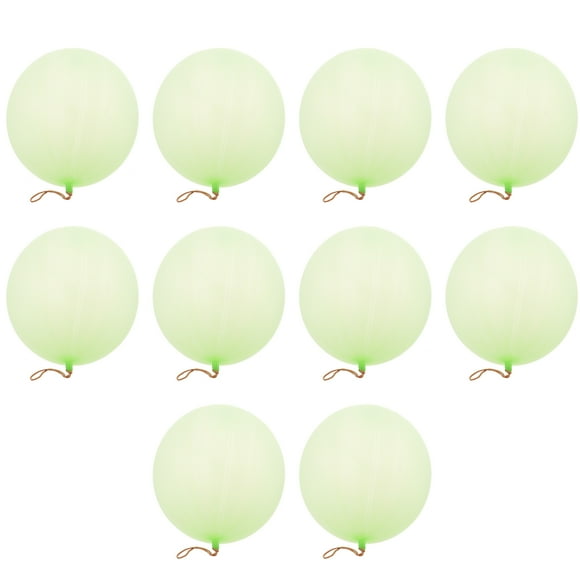 10pcs No Printing Balloon Fun-Filled Balloons Neon Punch Balls with Rubber Band Handle for Party Birthday (Green)