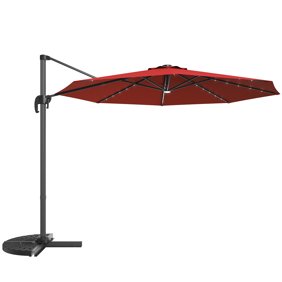 Costway 10ft Solar Led Cantilever Offset Patio Umbrella 360dgrees Rotation Aluminum Walmart Com Walmart Com