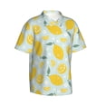 thumbnail image 2 of Hawaiian Shirt For Men, Funny Lemon Flower Leaves Mens Button Down Short Sleeve Shirt, Summer Beach Shirts For Men, 2 of 2