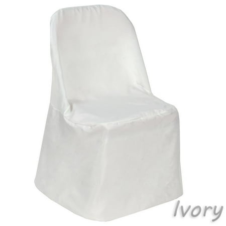 White 105 Plug Flat BalsaCircle Polyester Folding Flat Chair Cover Slipcover for Party Wedding Reception Decorations ()