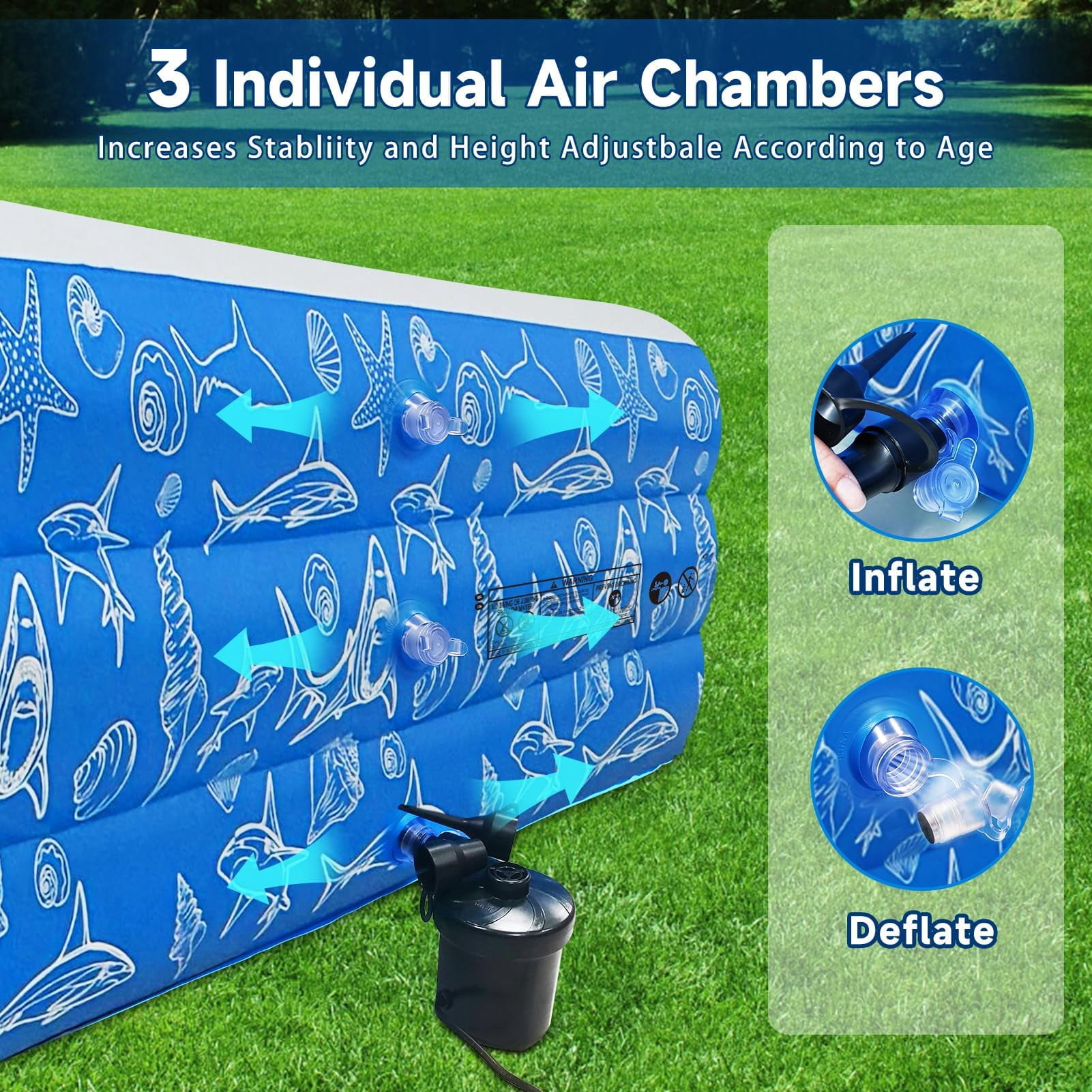 MammyGol Inflatable Pool for Kids and Adults, 102" x 63" x 22" Family Full-Sized Inflatable Swimming Pool,Durable Thickened Above Ground Blow Up Pool for Kids Pools for Backyard Indoor Outdoor Shark