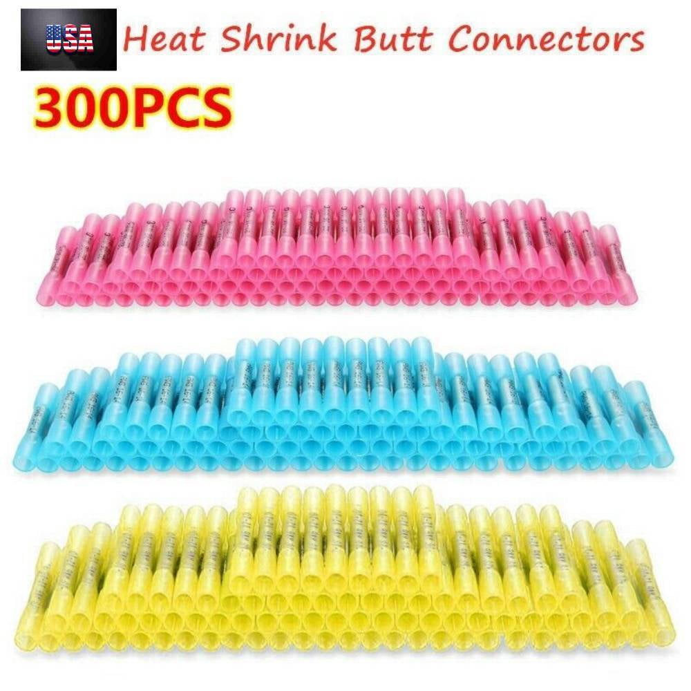 300x Heat Shrink Butt Connectors Kit Waterproof Electrical Terminals Automotive