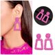 thumbnail image 3 of Pendientes colgantes rectangulares geométricos Pendientes de moda para mujer en rosa intenso, 3 of 8