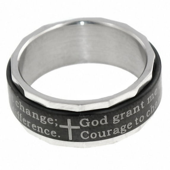 Trustmark Serenity Prayer Inscribed Stainless Steel Spinner Band Ring sz 8.5