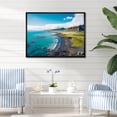 thumbnail image 2 of Designart "Icelandic Coastal Beauty Aerial View II" Oversized Beach Framed Wall Art - Coastal Green Beach & Ocean Living Room Framed Canvas Art, 2 of 7