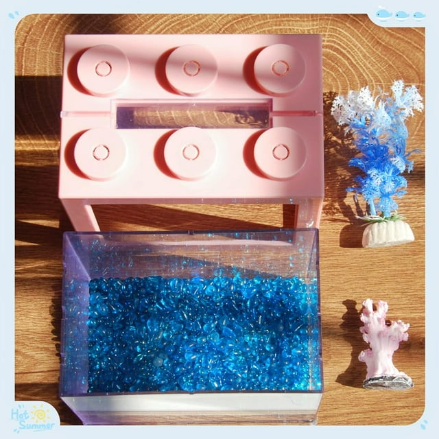 CHUANK Betta Fish Tanks Aquarium Tanks Stackable Mini Fish Tank Aquarium Tank Kit 3/5 Gallon Rectangular Fish Bowl with Aquarium Gravel Decoration Cube Tank for Seaweed Balls Sea Monk