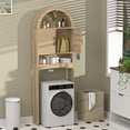 thumbnail image 6 of HARIPUL Over Toilet Storage Cabinet, Bathroom Space Saver Organizer with Doors and Shelves, Freestanding,  Wood Color, 6 of 7